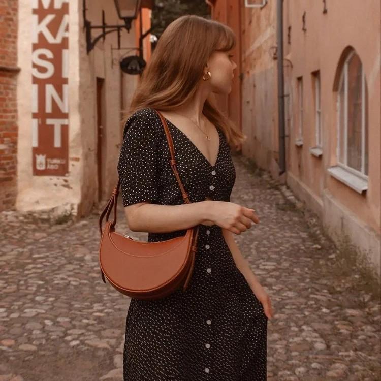 Bolsa de sillín: Diseño Urbano Francés, Cuero Genuino, Bolso de Hombro Único/Bandolera para Mujer