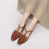 Fashion 2025 Summer New Hollow Out Woven Sandals Low Heels Women's Sandals Casual Outwear Retro Roman Shoes for Woman Sandalias Mujer