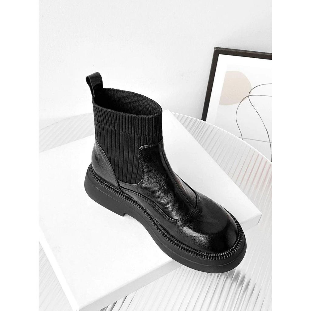 Elastic Fleece-Lined Ankle Boots, British Style, Thick Sole, Hot Selling for Women's Autumn/Winter 2025
