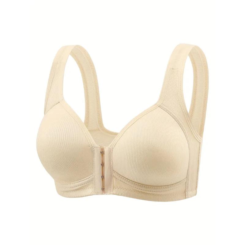 

Front-fastening Bra Plus Size Push Up Underwear XXL бежевий