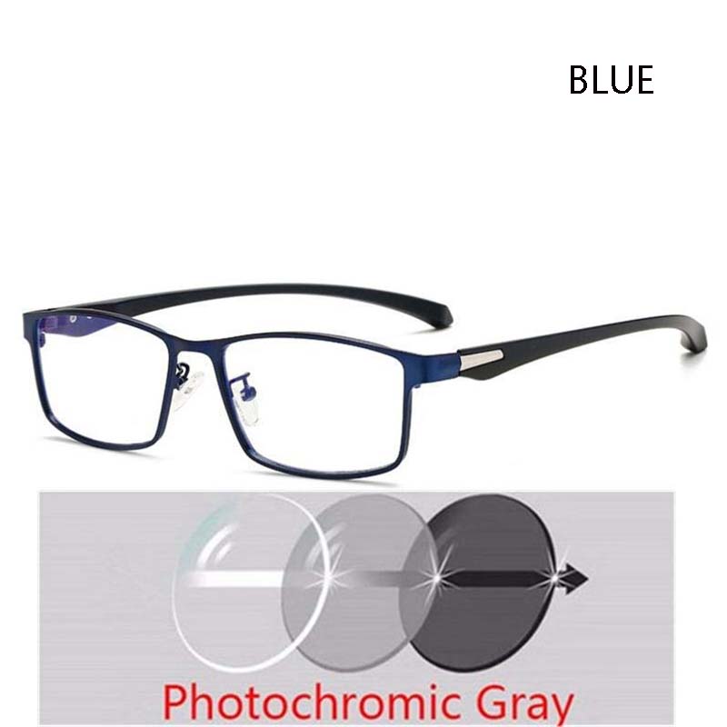 Full Frame Square Myopia Glasses Metal Anti Blue Light Prescription Spectacles 0 To 6 0 Degrees For Men Women