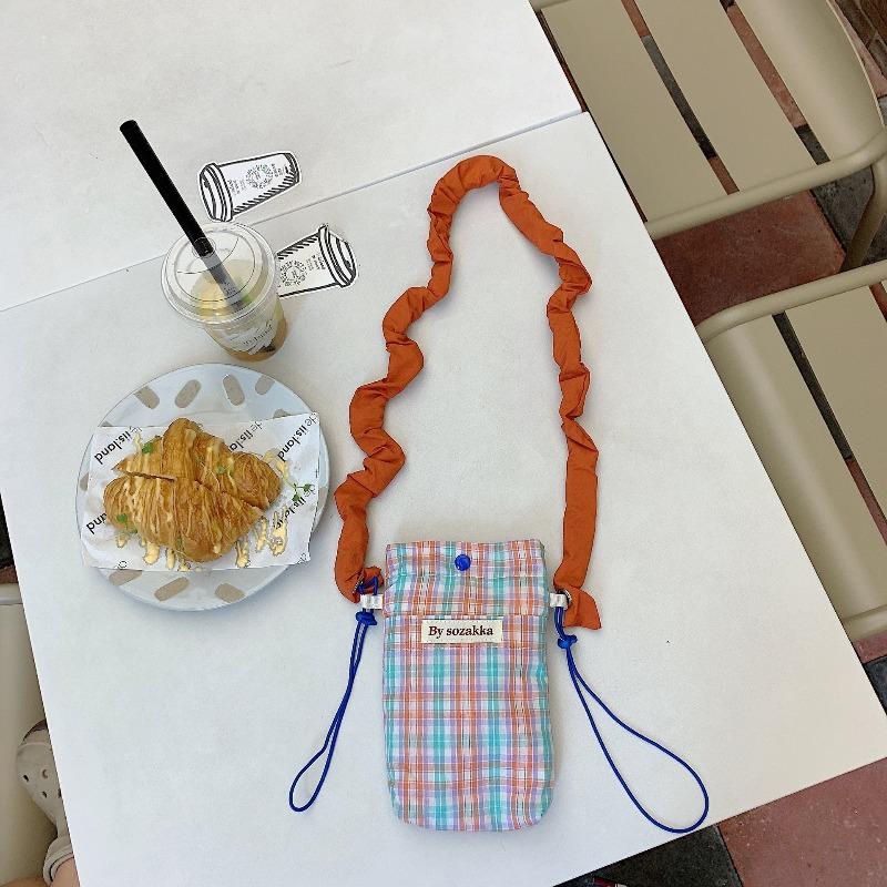 

Korean version of small square plaid mobile phone messenger bag mini small satchel shoulder bag women s mobile phone bag