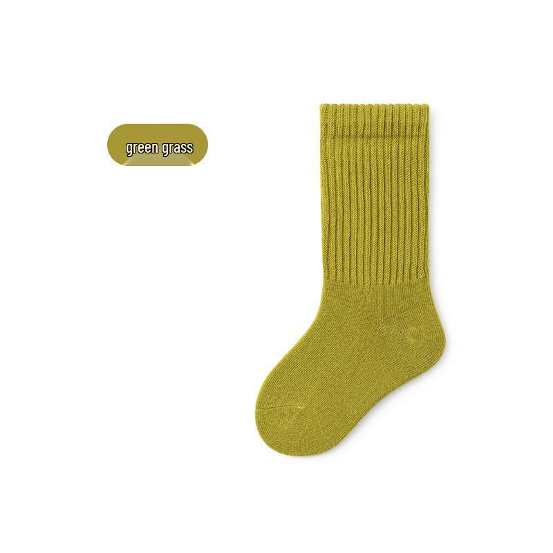 Children's Mid-Calf Cotton Socks for Boys and Girls - Spring/Autumn Style, Loose-Top Princess Design, Infant & Student Sports Socks.