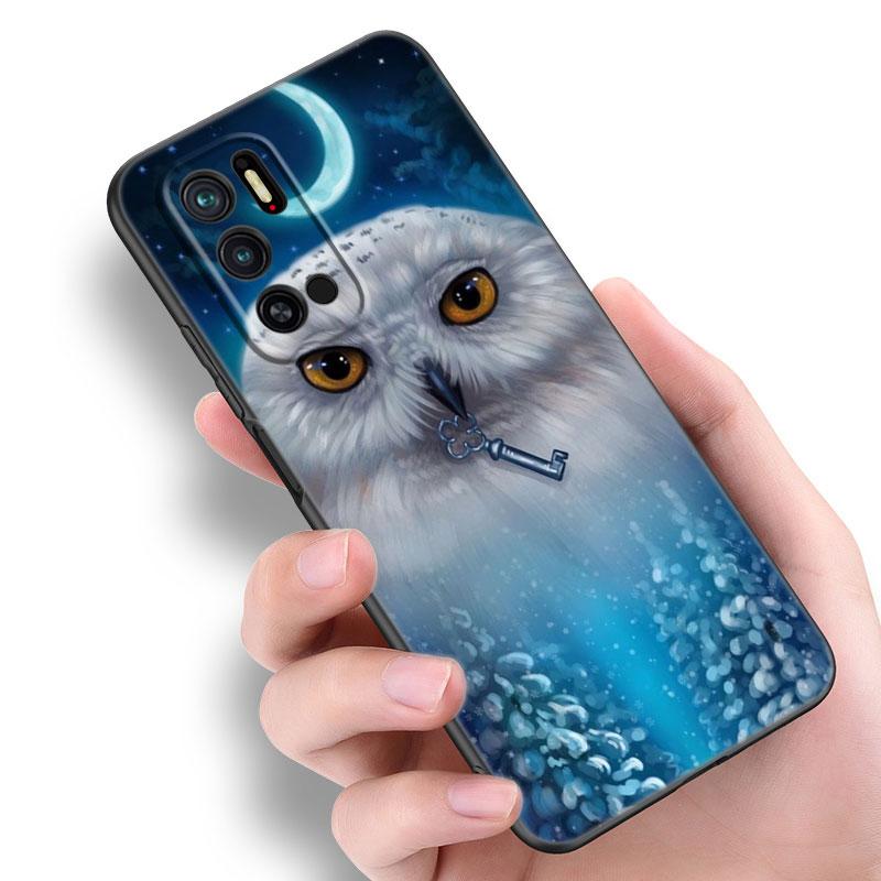 Cute Owl Animal Phone Case For Xiaomi Redmi Note 7 8 9 10 Lite 11 11E 11T 12 Pro 11S 4G 10T 5G 8T 9S 10S Soft TPU Black Cover