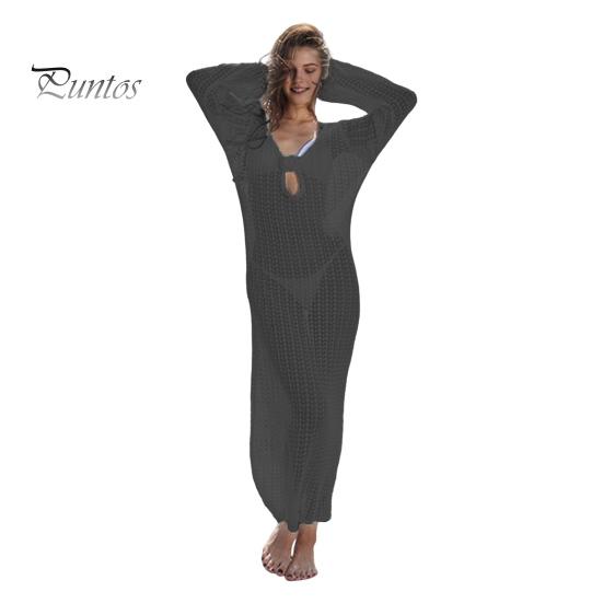 

Женское пляжное платье с открытой спиной, трикотажным принтом, шнуровкой на бретелях, V-образным вырезом, свободным халатом, длинным рукавом, защитой от солнца, женским купальником-бикини, пляжной одеждой S чёрный