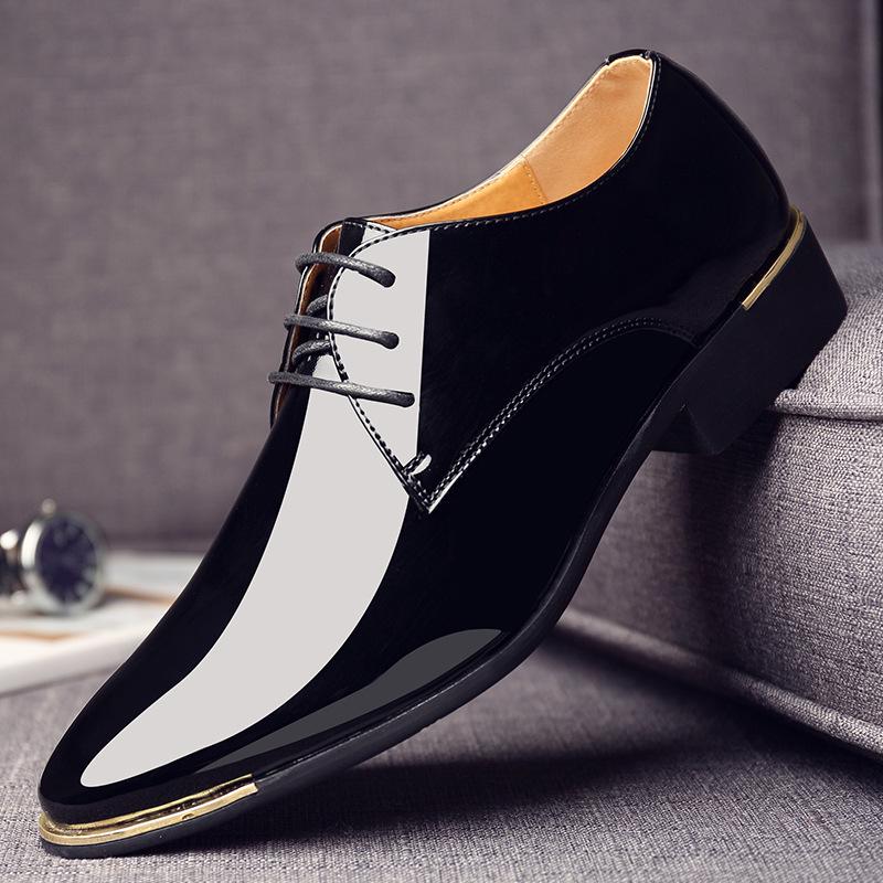 mens patent leather shoes men dress shoes lace up Pointed toe wedding Business party 5 colors big size  rtg5