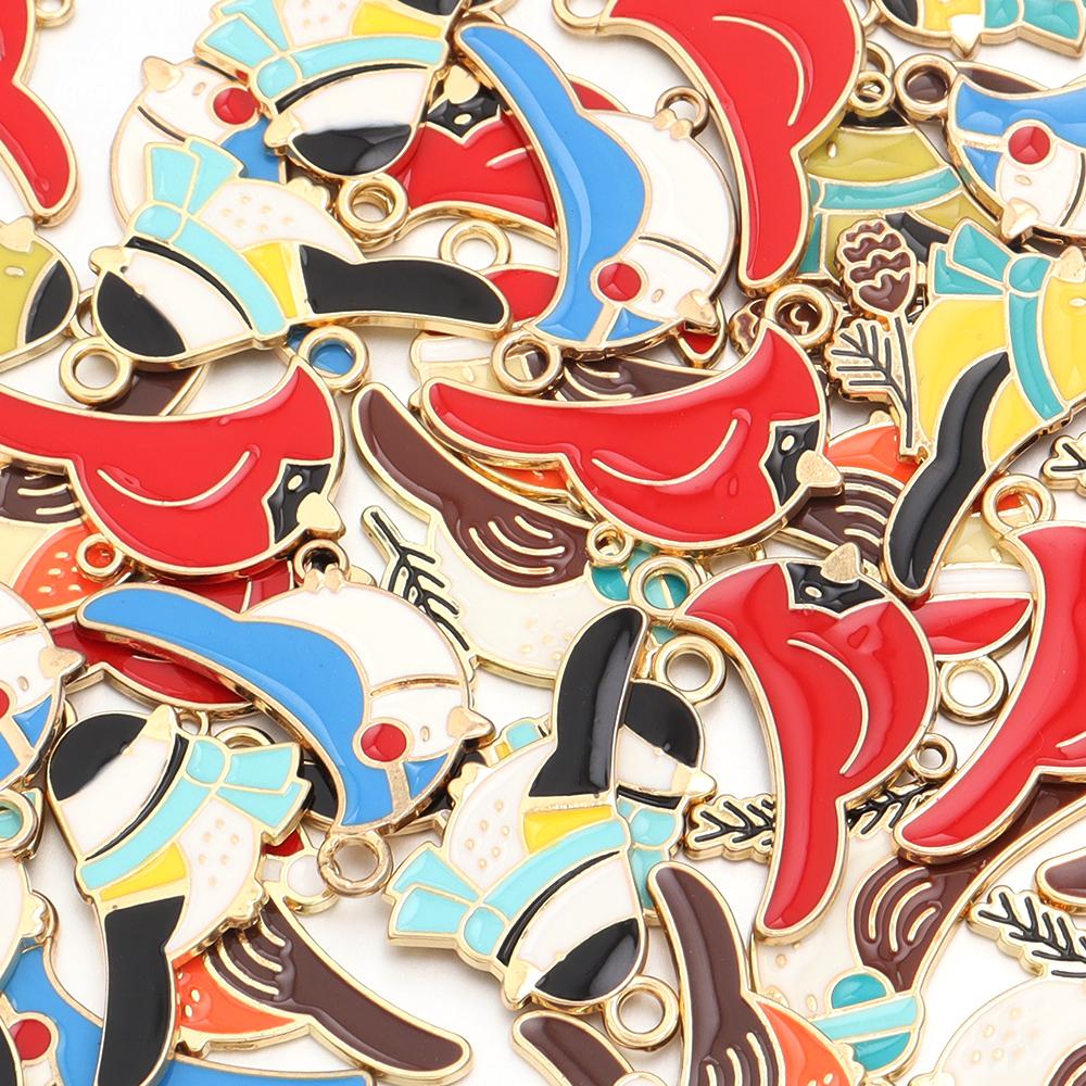 10Pcs Alloy Bird Series Charms Color Cute Dripping Oil Pendant Bead DIY Bracelet Necklace Keychain Jewelry Making Accessories