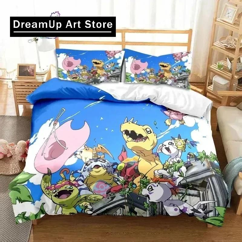 Set Biancheria da Letto Anime Digimon Adventure Singolo Gemello Matrimoniale Queen King Size Set Letto Adulto Bambino Camera da Letto Mostro Avventura Cartone Animato Biancheria da Letto