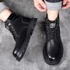 Fashion Golden Sapling British Style Warm Men's Boots Classics Black Leather Male Ankle Botas Outdoor Rouns Toe Thicken Plush Shoes Man
