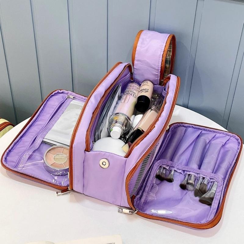 Makeup Bag Color Block Cosmetic Bag Fashion Contrast Color Makeup Organizer Portable Travel Toiletry Storage Pouch Accessory