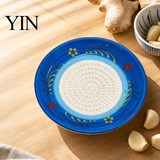 Ceramic Kitchen Gadget Garlic Grater Plate, Manual Grinding Tool for Ginger Spice, Grinder Plate Non-Stick Fruits Vegetables, Multifunctional