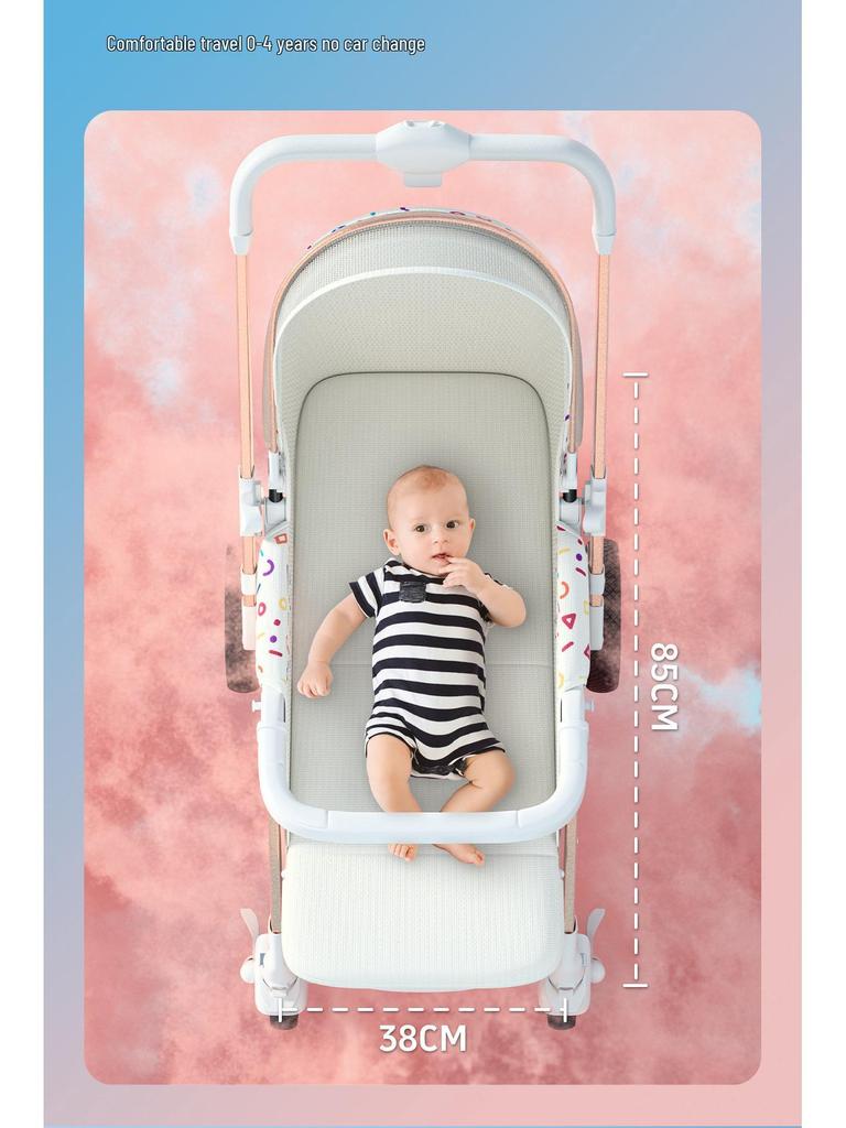 Reversible Baby Stroller: Sit & Lie, Foldable, Lightweight, High Landscape, 0-3 Years, Baby Carriage.