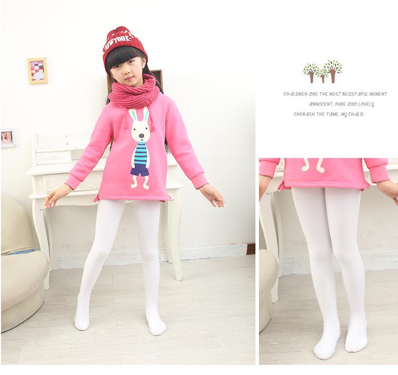 Children's White Velvet 800D Dance Pantyhose - Winter Exercise Socks for Girls