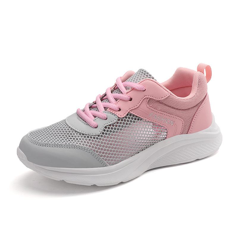 

Летняя корейская версия повседневной спортивной обуви, женские легкие мягкие подошвы, дышащие, студенческие кроссовки, большой размер 35 розовый