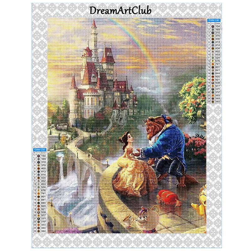 Diamond Mosaic Beauty and The Beast Painting Picture Rhinestones AB Drill Princess Embroidery Cross Stitch Wall Decor