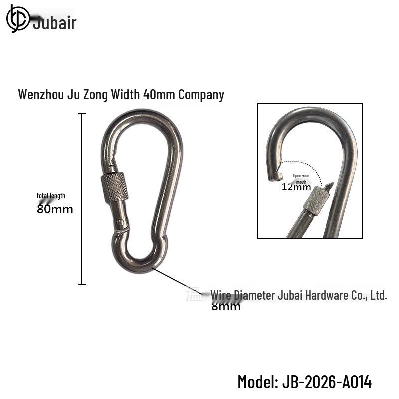 304 Stainless Steel Screw Lock Carabiner Snap Hook Connector