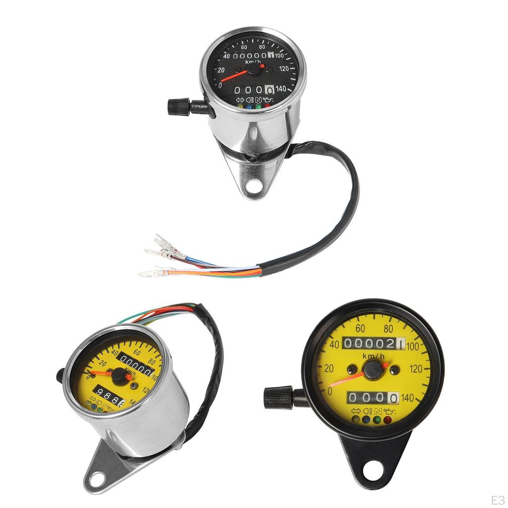 Motorbicycle Instrument Speedometer Dual Odometer LED Backlit DC 12V 4 Lamps with Indicator Light