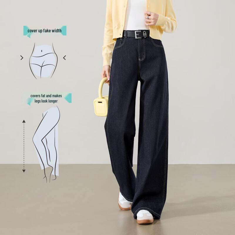 ESE-Y Women's Non-Fading Straight Wide-Leg Jeans