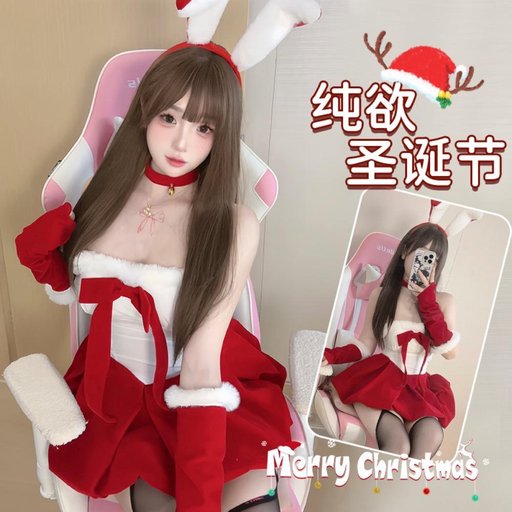 Domila's New Christmas Robe, Golden Velvet Sex Underwear, Red Uniform, Temptation Bunny Suit, Pure Desire