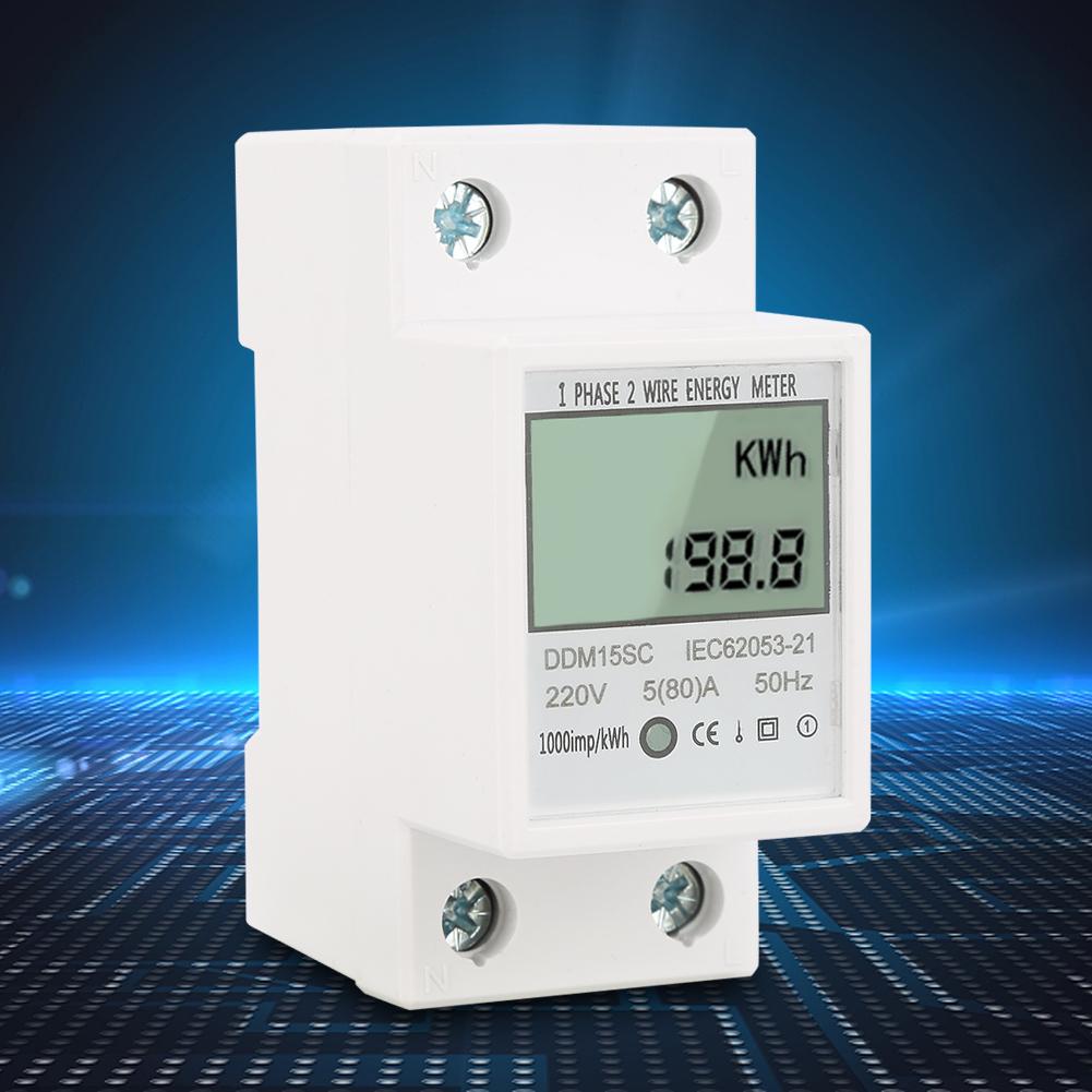 5-80A DDM15SC LCD Digital Display Single Phase Din Rail Electronic Energy KWh Meter Single Phase Din Rail Energy Meter KWh Meter