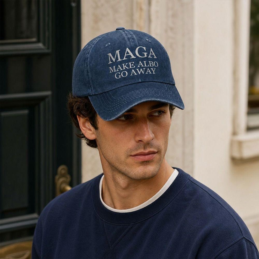MAGA Make Albo Go Away Sun Hat Distressed Denim Snapback Hat Casual Dad Hat Outdoor