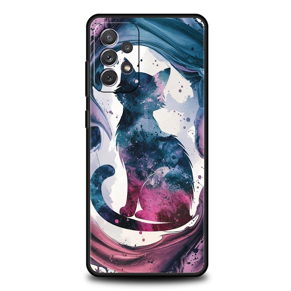 Cute Cat Phone Case for Samsung Galaxy A55 A35 A17 A07 A15 A13 A25 A51 A71 A72 A73 A32 A52 A52S A41 5G Soft TPU Shell Fundas Bag