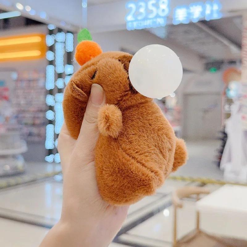 Professional Fishing Unisex 1-20Pcs Plush Persimmon Wagging Tail Capybara Key Pendant Cute Plush Keychain Plush Doll Toy Schoolbag Pendant Gift Pendant