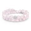 AWNL Women's Aquamarine Rose Quartz Stackable Bead Bracelet Sterling Silver Center Charm