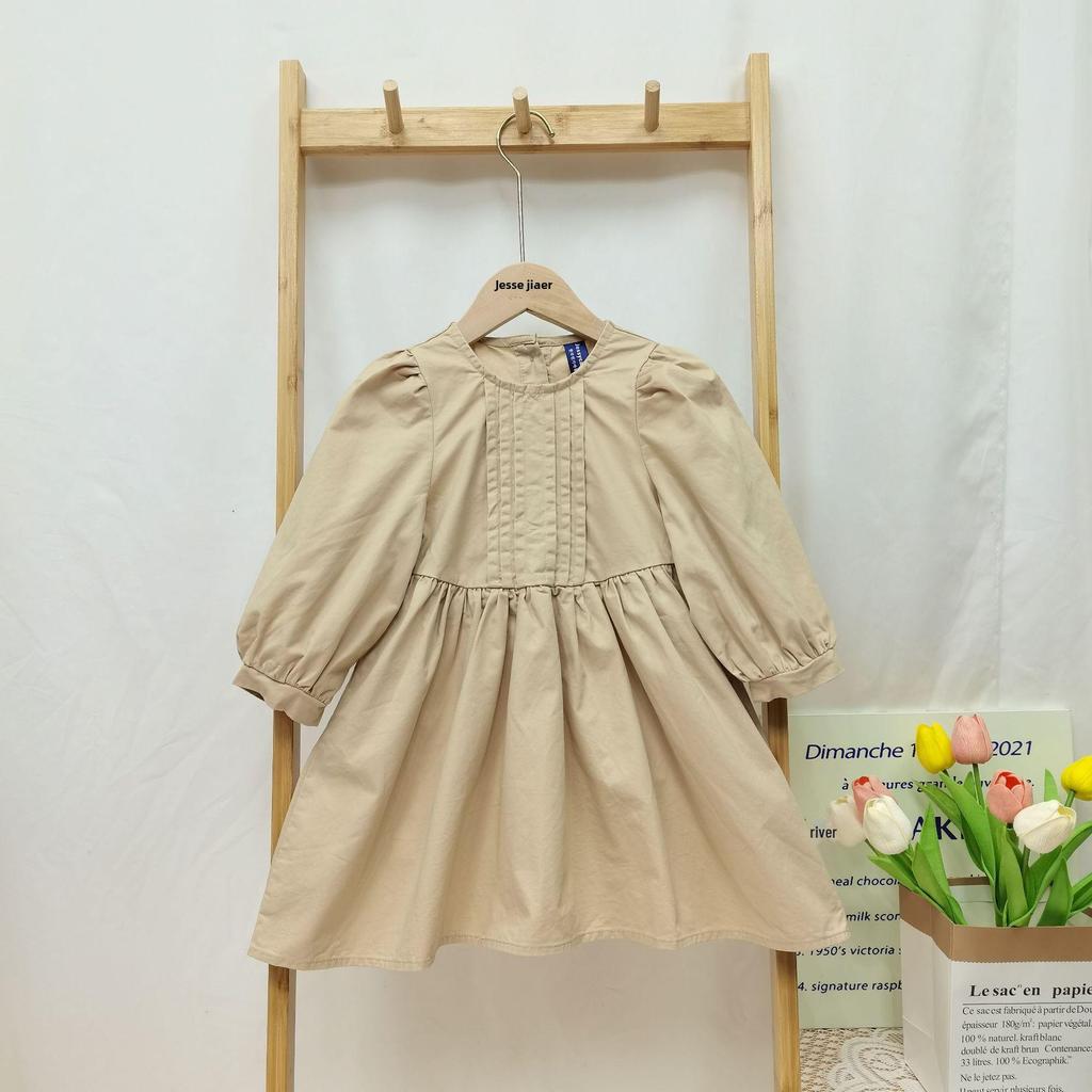 Korean Autumn Lace Embroidered Mother-Daughter Princess Dress with Lotus Leaf Design