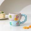 Hand-painted Relief Gourd Ceramic Cup Aesthetic Value, Breakfast Large Capacity, Cute Oatmeal Mug, Home Drinking Wate Drinkware