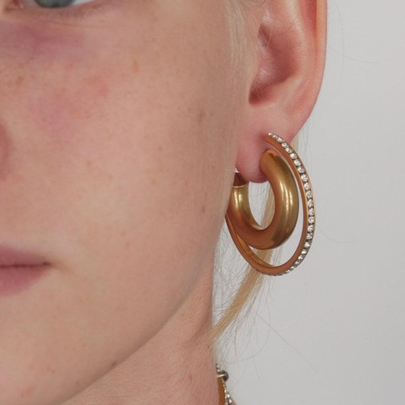 

MONDAY EDITION Crystalline Hoop Earrings - Large (2Color) Gold