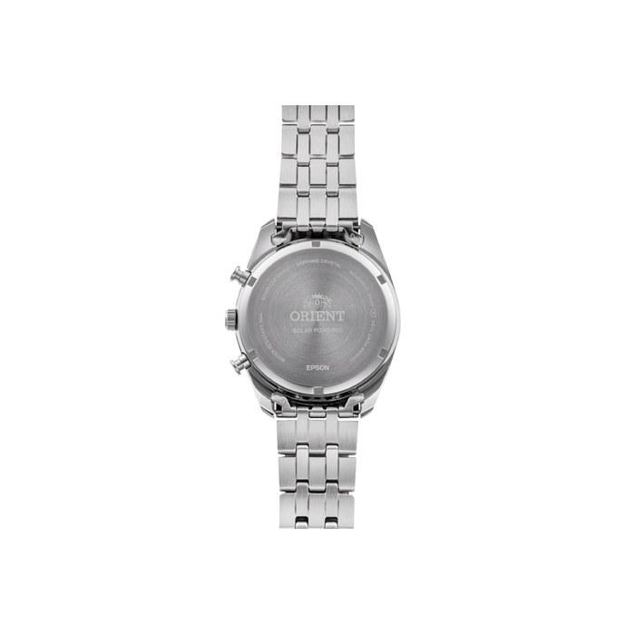 Orient Stretchto Solar Chronograph 40mm White Dial Steel Strap Men's Watch RA-TX0305S10B