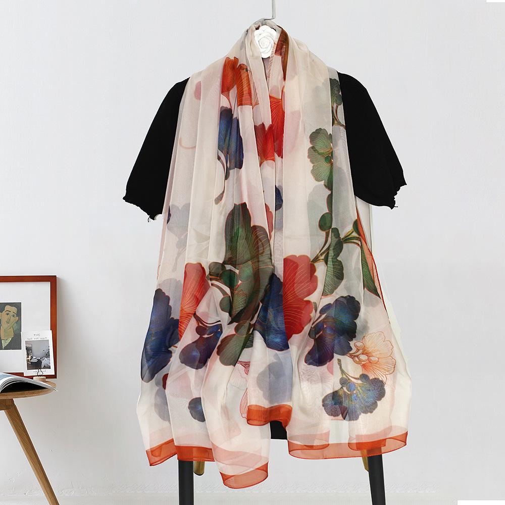 Spring Silk Sunscreen Scarf: Lightweight Women's Shawl for Outdoor Travel & Beach