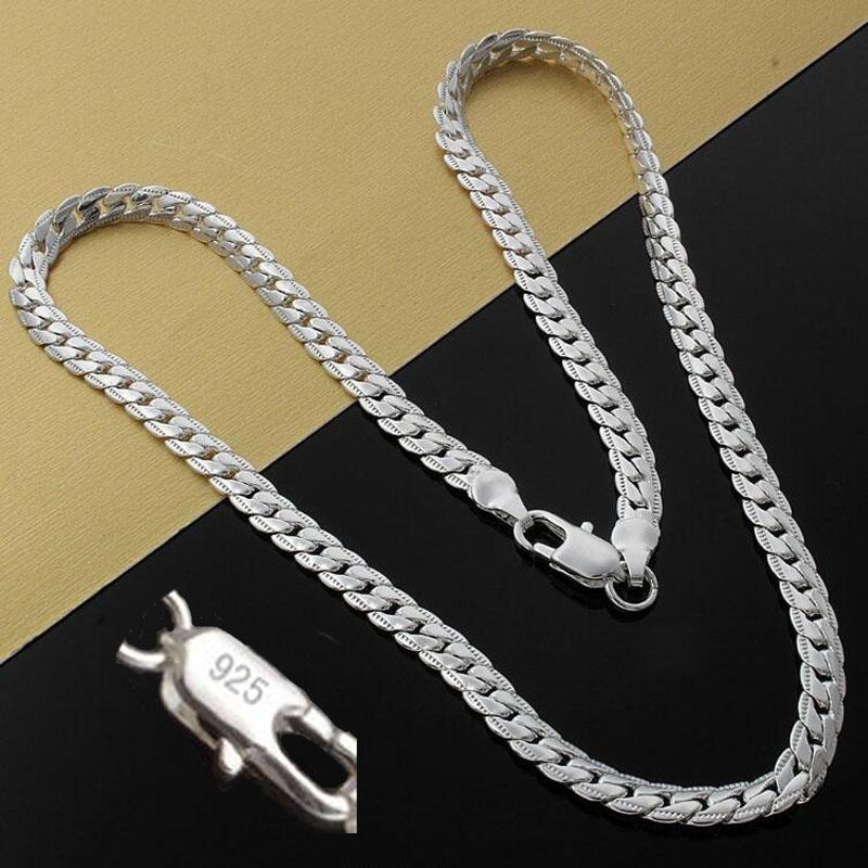 New 925 Sterling Silver Charms Necklace 5MM 16-24inch Chain High Quality For Men Woman Men Fashion Wedding Engagement Jewelry