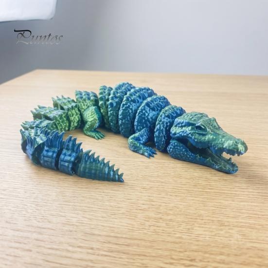 Kreative Geschenke für Freunde 3D-gedrucktes Krokodil Fidget Toy, Gelenkige Figur, Realistisches Flexibles Langlebiges Plastik-Reptil Sensorisches Schreibtischornament
