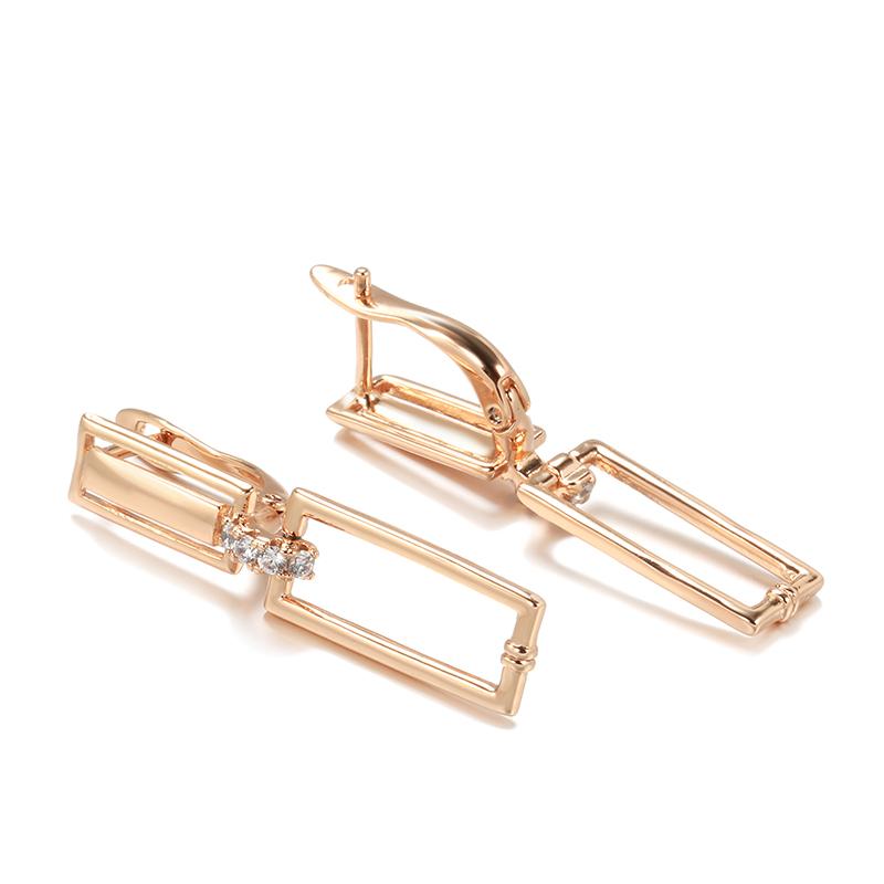 Luxury Square Drop Earrings For Women Unusual  Rose Gold Natural Zircon Geometry Earrings Fashion Minimalist Jewelry