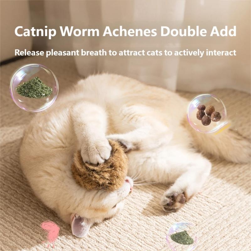 Biodegradables Cotton Cats Rolling Ball Toy Ensuring Quiet Operations For Night Entertainment And Pet Safety