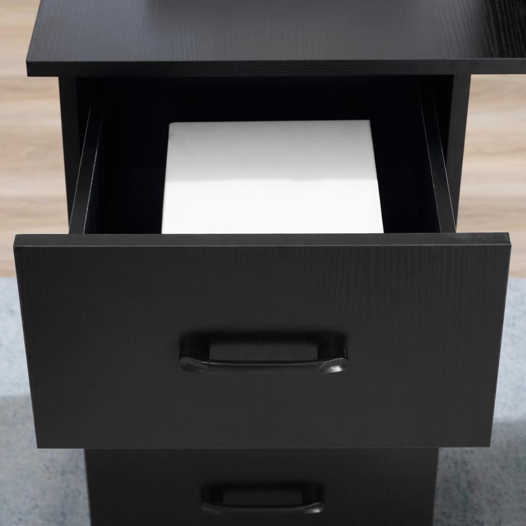 Modern Desk In Wood with 3 Drawers and 3 Shelves for Bedroom and Office, 120x49x72cm, Black