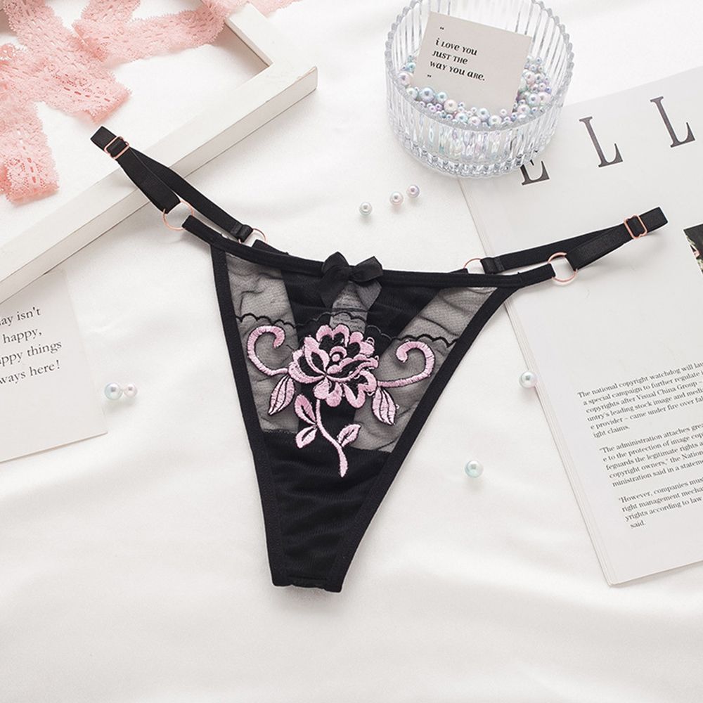 waist Flower Embroidery Girls Lace Bow Panties Seamless  Briefs Women  T-back Ladies Bandage Thongs