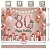 2D Rose Gold 80th Birthday Photography Background, Pink Gold Party Decoration