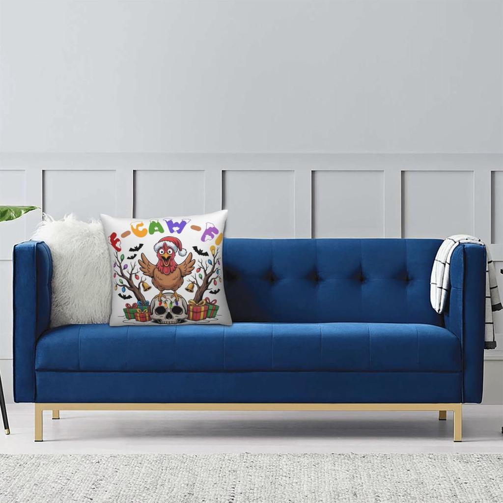 Christmas F-Caw-F Chicken Pillowcase Printed Polyester Cushion Cover Decorations Throw Pillow Case Cover Home Square 18''