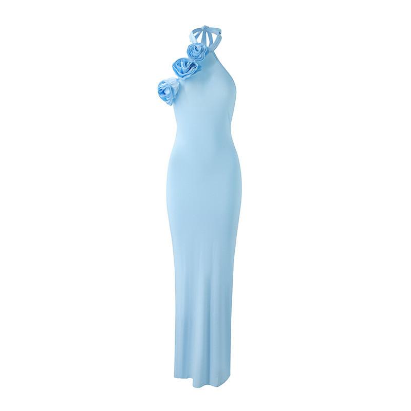 Sexy Girl Summer Dress With 3d Floral Pattern And Backless Design For Casual Wear