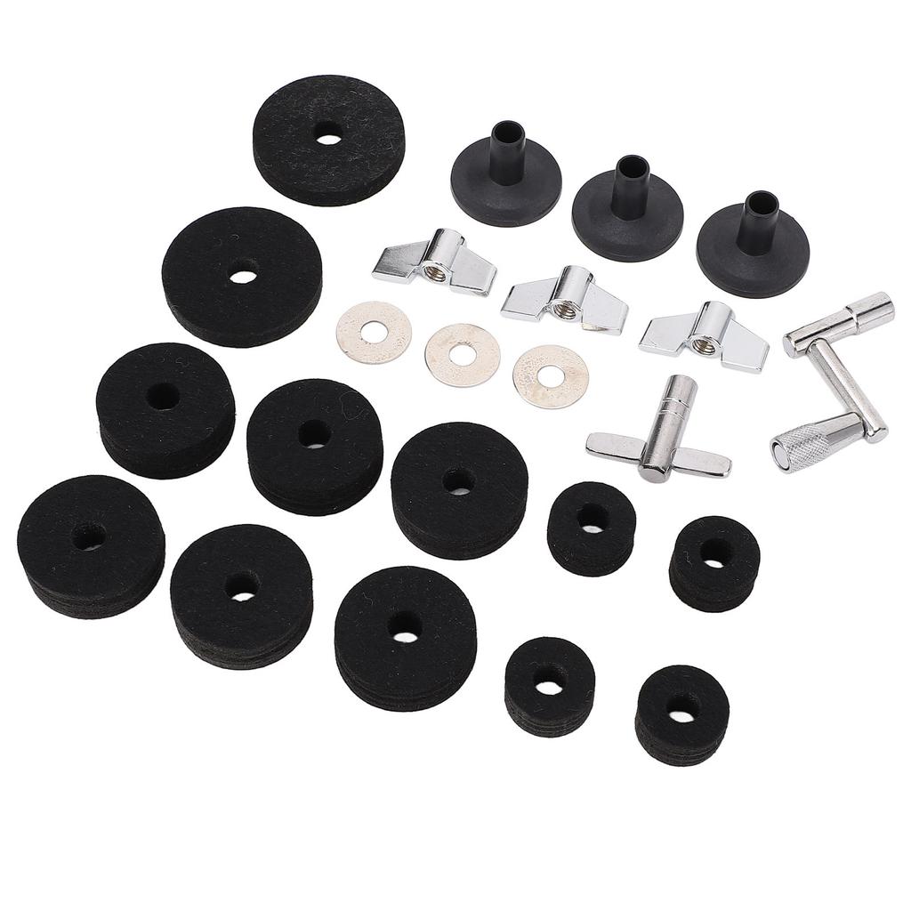 23 Pieces Cymbal Replacement Accessories Non Slip 2.5cm 4cm 5cm Felt Pads   Cymbal Sleeves Nuts Washers Base Set