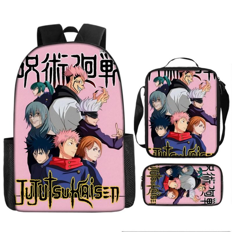 Zaino Scolastico Anime Jujutsu Kaisen per Bambini e Ragazzi Leggero in Tessuto Oxford Borsa a Doppia Tracolla con Schienale Imbottito