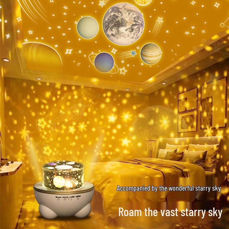 Adorable Starry Sky Night Light Projector for Kids - Seven-Color Rechargeable Atmosphere Lamp