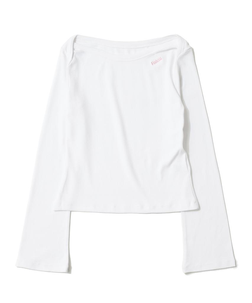 FAKIII Two-Way Boat Neck Long Sleeve_White