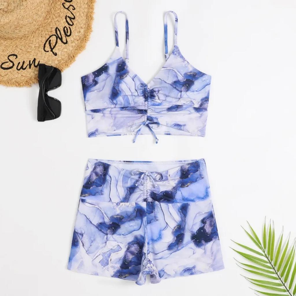 High Waist Bikini Swimsuit Women 2024 Push Up Bikini Floral Swimsuit Print Bikini Boxers Swimwear Swim Trunks Bathing Suit
