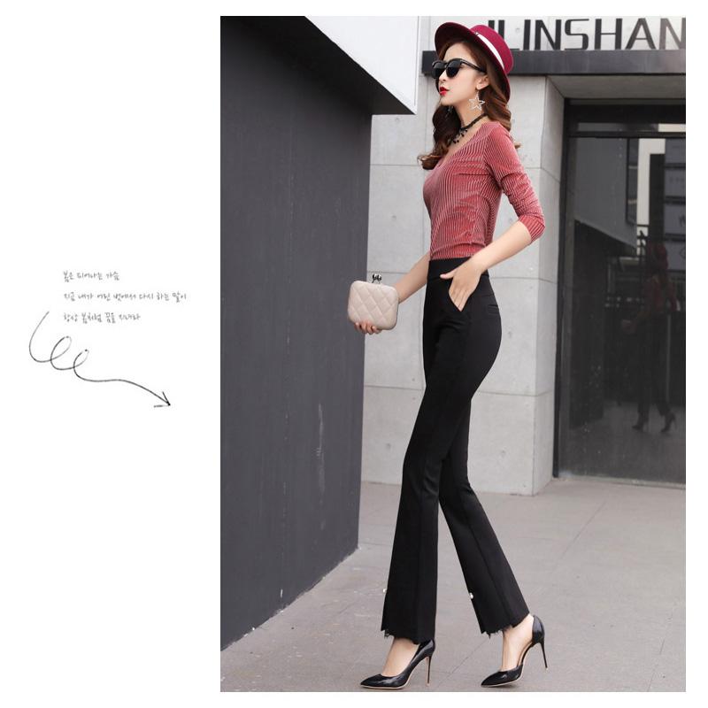 Korejská móda 2022 léto s vysokým pasem streč Dámské krajkové patchworkové kalhoty Capris pro ženy úzké flare kalhoty dámské kalhoty