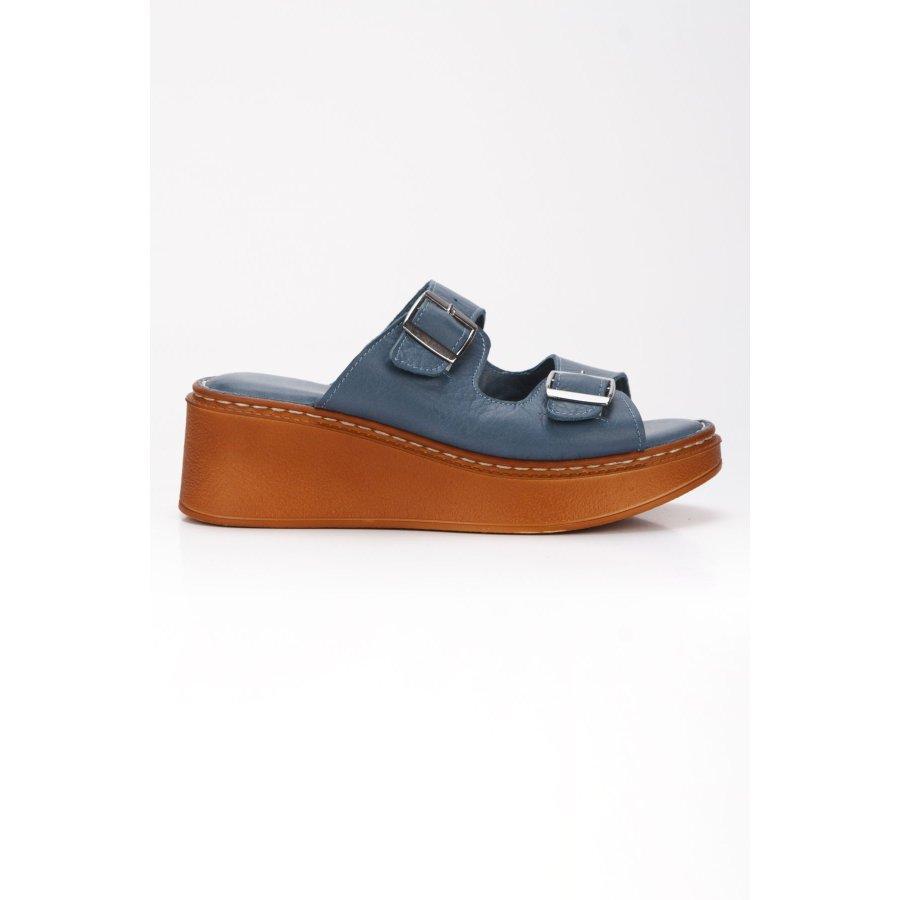 Women's Genuine Leather Wedge Heeled Casual Summer Slippers Clogs