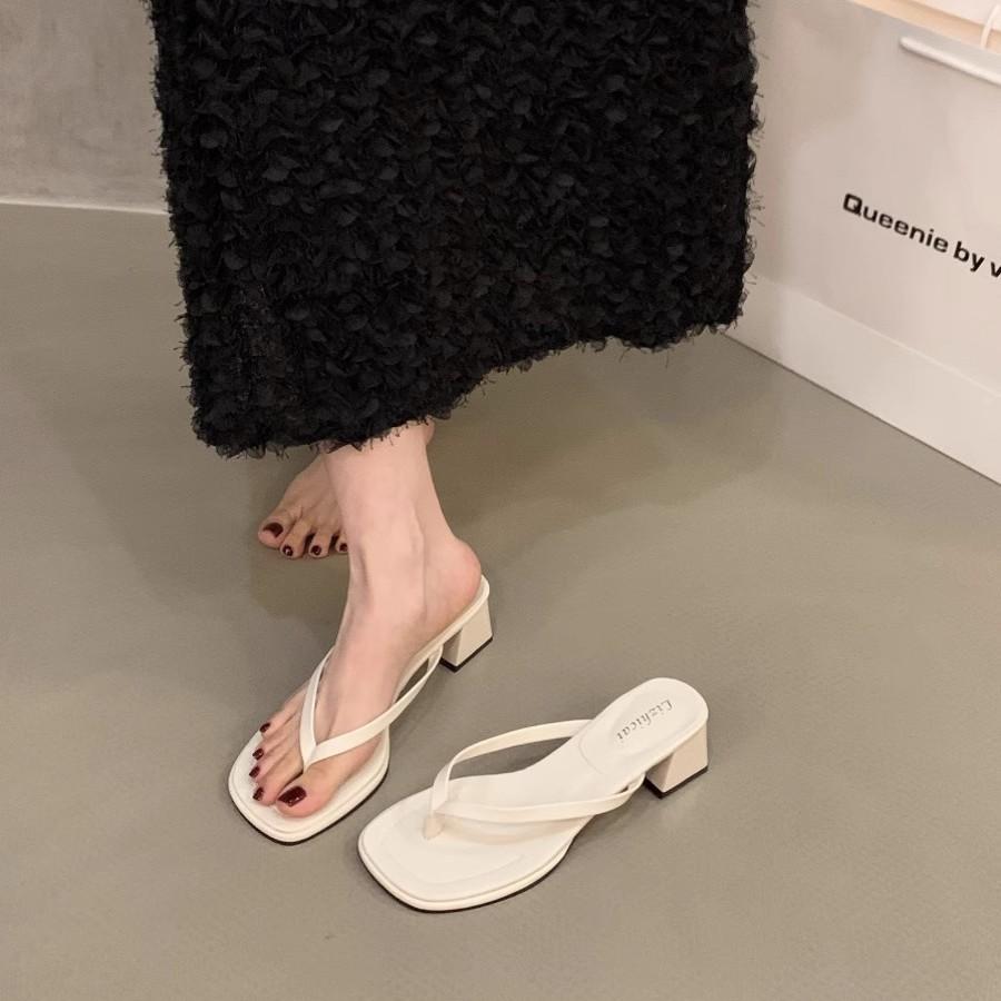 French versatile flip-flop shoes women's shoes fashion wear 2025 new summer high heel sandals